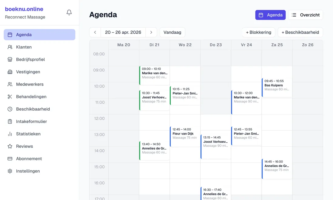 Voorbeeld agenda en dashboard